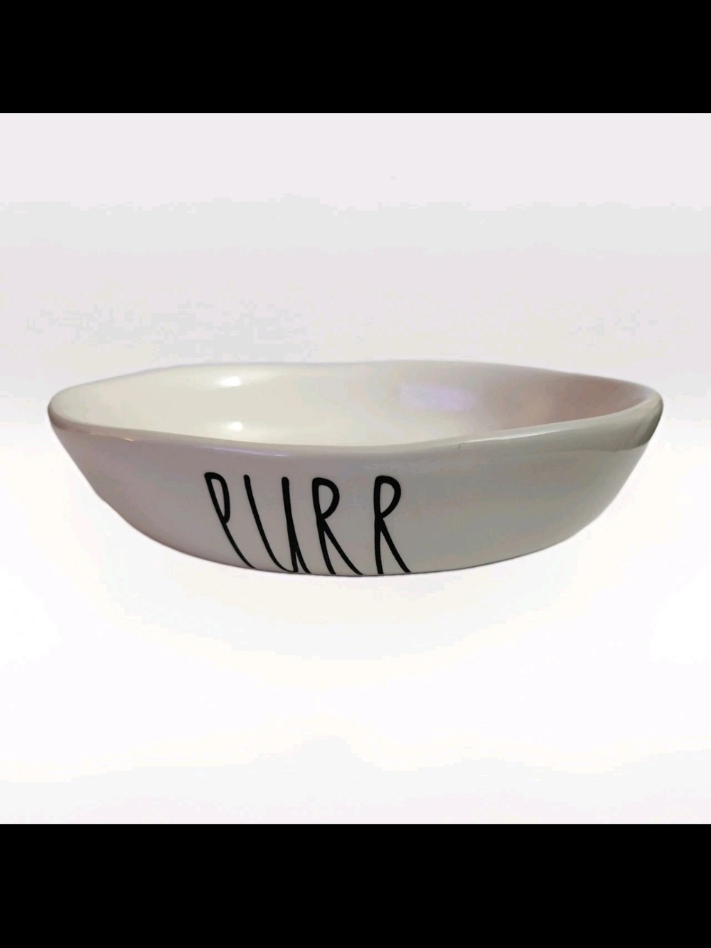 Rae Dunn White Ceramic "PURR" Pet Dish